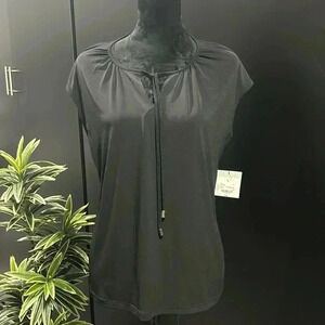 Liz Claiborne Career cap sleeve round neck/V-neck tie tank/shell top - Size L
